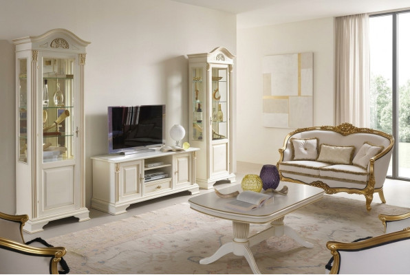Living room unit display cabinet console wall unit glass display cabinets solid wood living room 3-piece set