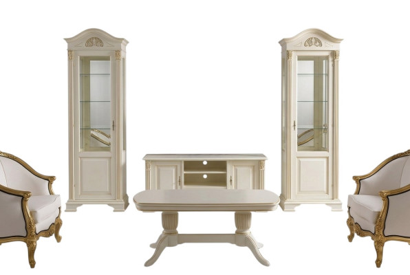 Living room unit display cabinet console wall unit glass display cabinets solid wood living room 3-piece set