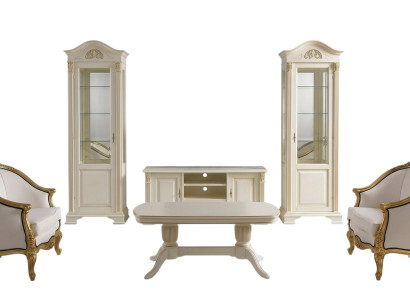 Living room unit display cabinet console wall unit glass display cabinets solid wood living room 3-piece set