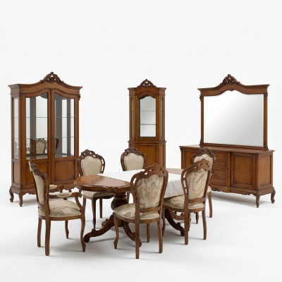 Italian Baroque Furniture Dining Room 11-piece Set Table Chairs Dresser Solid Wood