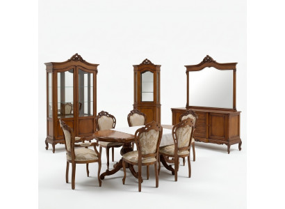 Italian Baroque Furniture Dining Room 11-piece Set Table Chairs Dresser Solid Wood