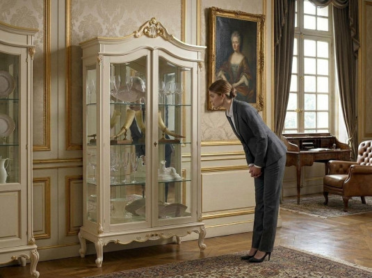 Showcase cabinet display living room solid wood cabinets design baroque rococo white new