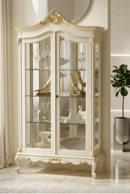 Showcase cabinet display living room solid wood cabinets design baroque rococo white new