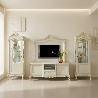 Living room wall unit display cabinet sideboard RTV shelf walls cabinet 4-piece solid wood.