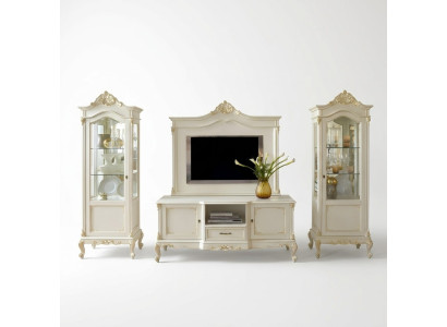 Living room wall unit display cabinet sideboard RTV shelf walls cabinet 4-piece solid wood.
