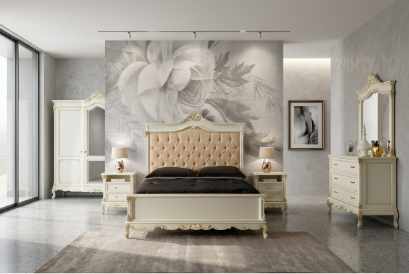 Italian Baroque style furniture bedroom 5-piece set bed dresser nightstands