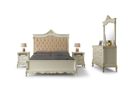 Italian Baroque style furniture bedroom 5-piece set bed dresser nightstands