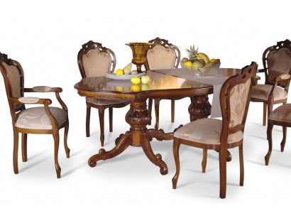 Dining table set table 6x chairs chair dining room set group solid wood 7-piece new