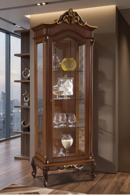 Noble showcase antique style baroque rococo classic living room glass cabinet