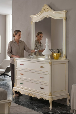 Bedroom dresser cabinet classic sideboard with mirror elegant style furniture