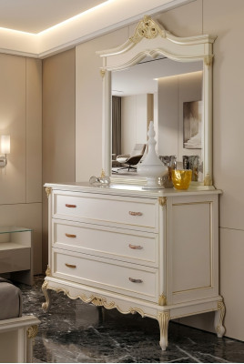 Bedroom dresser cabinet classic sideboard with mirror elegant style furniture
