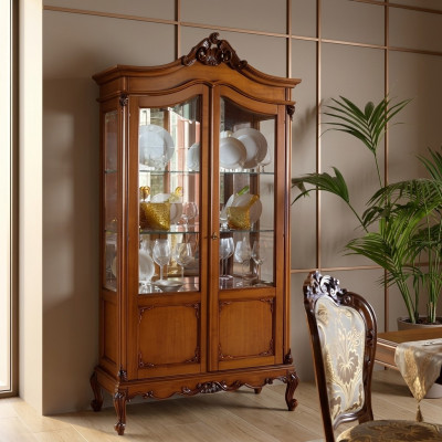 Noble Showcase Antique Style Baroque Rococo Living Room Classic Glass Cabinet