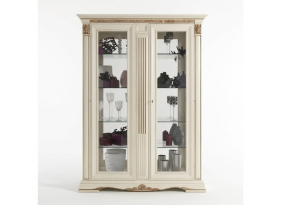 Display glass cabinet living room showcase 2-piece display cabinet Baroque Rococo Italian solid wood