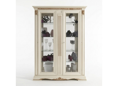 Display glass cabinet living room showcase 2-piece display cabinet Baroque Rococo Italian solid wood