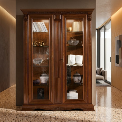 Display glass cabinet living room showcase 2-door display cabinet Baroque Rococo solid wood