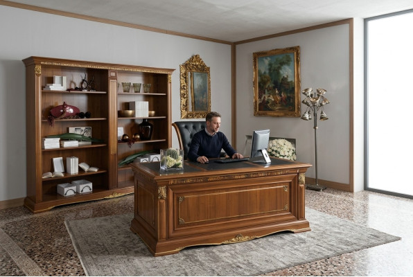 Office furniture study executive 2-piece set desk + filing cabinet table solid wood