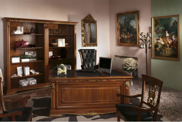 Office furniture study executive 2-piece set desk + filing cabinet table solid wood