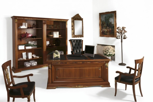 Office furniture study executive 2-piece set desk + filing cabinet table solid wood