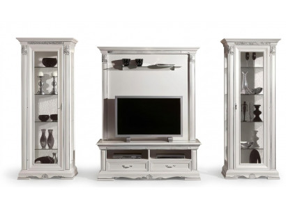 Classic living room wall cabinet display sideboard RTV shelf unit wardrobe 4-piece solid wood.