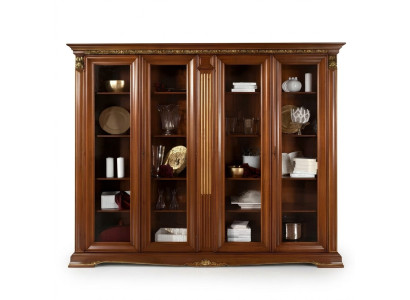 Showcase glass wall cabinet display shelf baroque rococo Italian style furniture solid wood