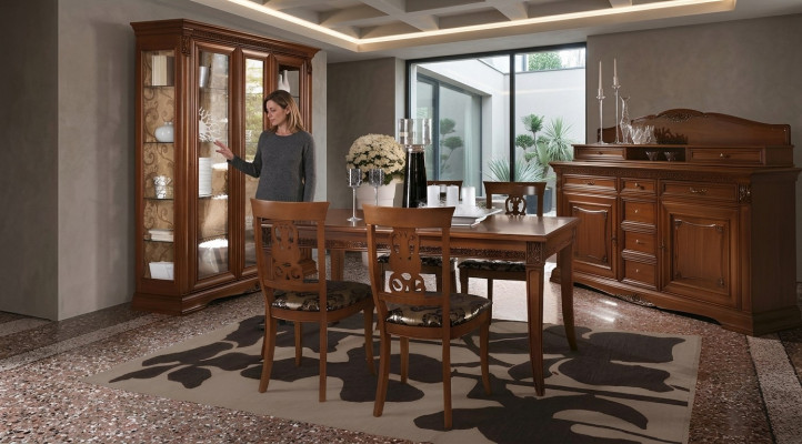 Dining Room Complete Set Table Sideboard 4x Chair Set Baroque Solid Wood
