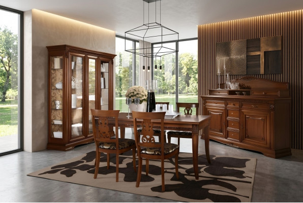 Dining Room Complete Set Table Sideboard 4x Chair Set Baroque Solid Wood
