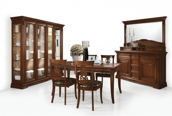 Dining Room Complete Set Table Sideboard 4x Chair Set Baroque Solid Wood