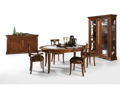 Dining Room Furniture Solid Wood Baroque Rococo Table 4x Chairs Display Cabinet Dresser