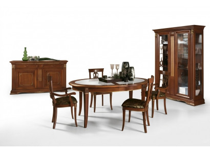 Dining Room Furniture Solid Wood Baroque Rococo Table 4x Chairs Display Cabinet Dresser