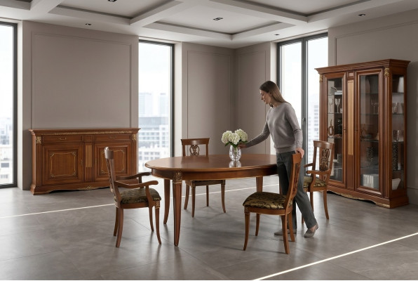 Dining Table Set Designer Tables + 4x Chair Set Solid Wood Complete Set Living