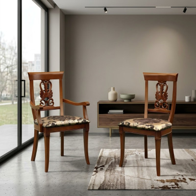 Chair Brown Design Living Room Wood Dining Chairs Upholstery with Armrest