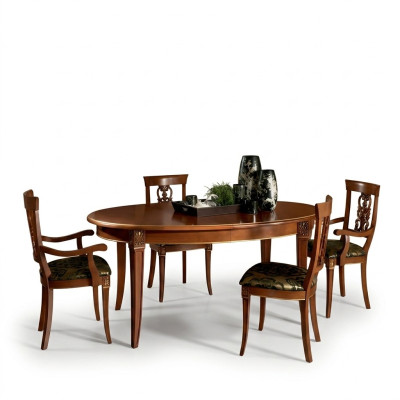 Classic dining room set oval table 4 chairs armchair group suite set new solid wood