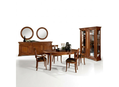 Classic dining table set, solid wood dining room suite, 6x armchair, 7 pieces.
