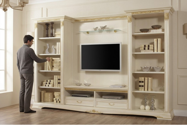 Wall unit TV wall solid wood style classic Italian living room furniture