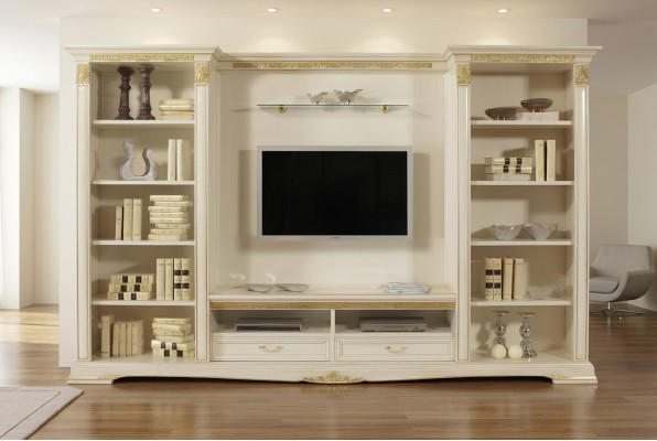 Wall unit TV wall solid wood style classic Italian living room furniture