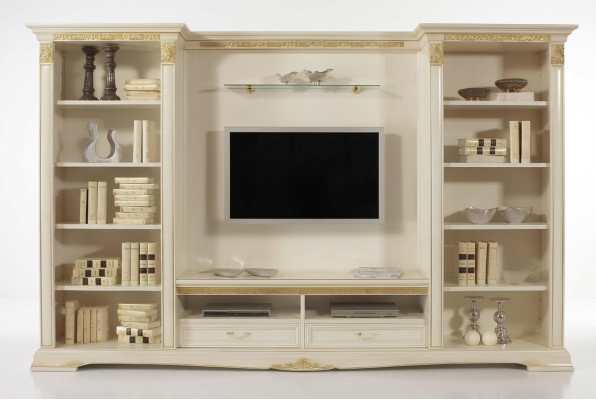 Wall unit TV wall solid wood style classic Italian living room furniture