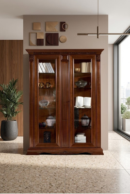 Classic display cabinet showcase display cabinet glass cabinet baroque rococo solid wood