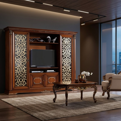 Designer living room TV wall unit media wall TV wall TV cabinet living wall solid wood