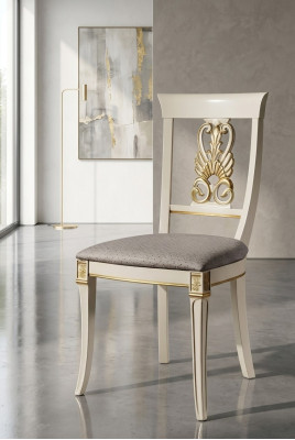 Luxury Design Upholstered Chair Chairs Seat Backrest Solid Wood Dining Room Baroque