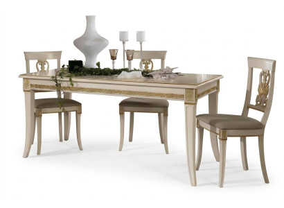 Classic dining table solid wood dining room set + 4x chairs set baroque chairs