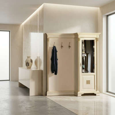Wardrobe set with mirror wall shelf hooks cabinet coat rack hallway wardrobes