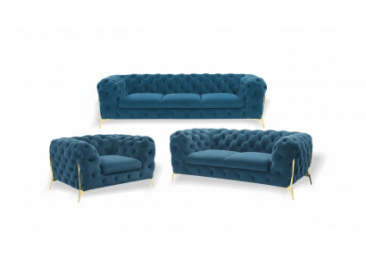 Luxury Chesterfield Upholstered Sofa Set in Velvet 3+2 Seater Couch Set