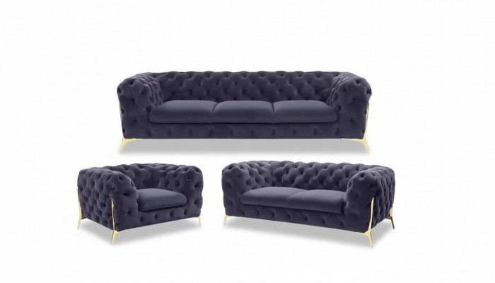 Chesterfield Couch Upholstery Seating Set 3+1+1 Seater Velvet Designer Couches New