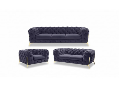 Chesterfield Couch Upholstery Seating Set 3+1+1 Seater Velvet Designer Couches New