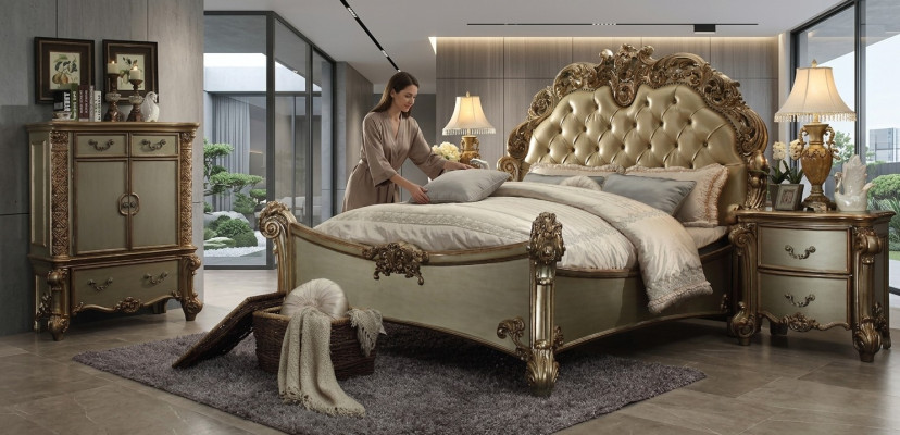 Bed 2x Nightstand 3-piece Bedroom Set Designer Luxury Group Ensemble
