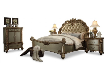 Bed 2x Nightstand 3-piece Bedroom Set Designer Luxury Group Ensemble