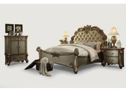 Design luxury bedroom set bed 2x nightstands decor dresser suite