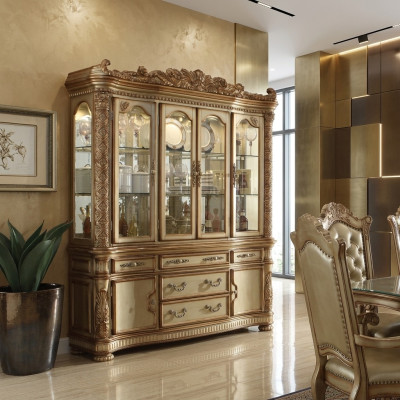 Luxury Display Showcase Cabinet Glass Antique Style Baroque Rococo