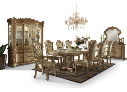 Golden dining room set luxurious dining table with chairs designer sideboard