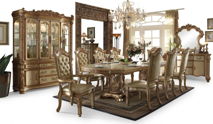 Royal 7-Piece Dining Room Set Dining Table 6x Chairs Baroque Rococo Style